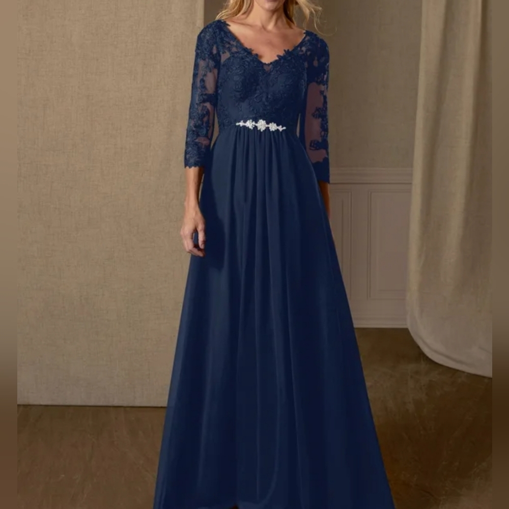 Navy Blue Wedding Bridesmaid Mother of Bride Dress Size 24 NWT Hayek